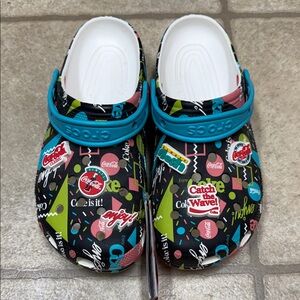 CROCS Colorful Graphic Mules with Blue Strap